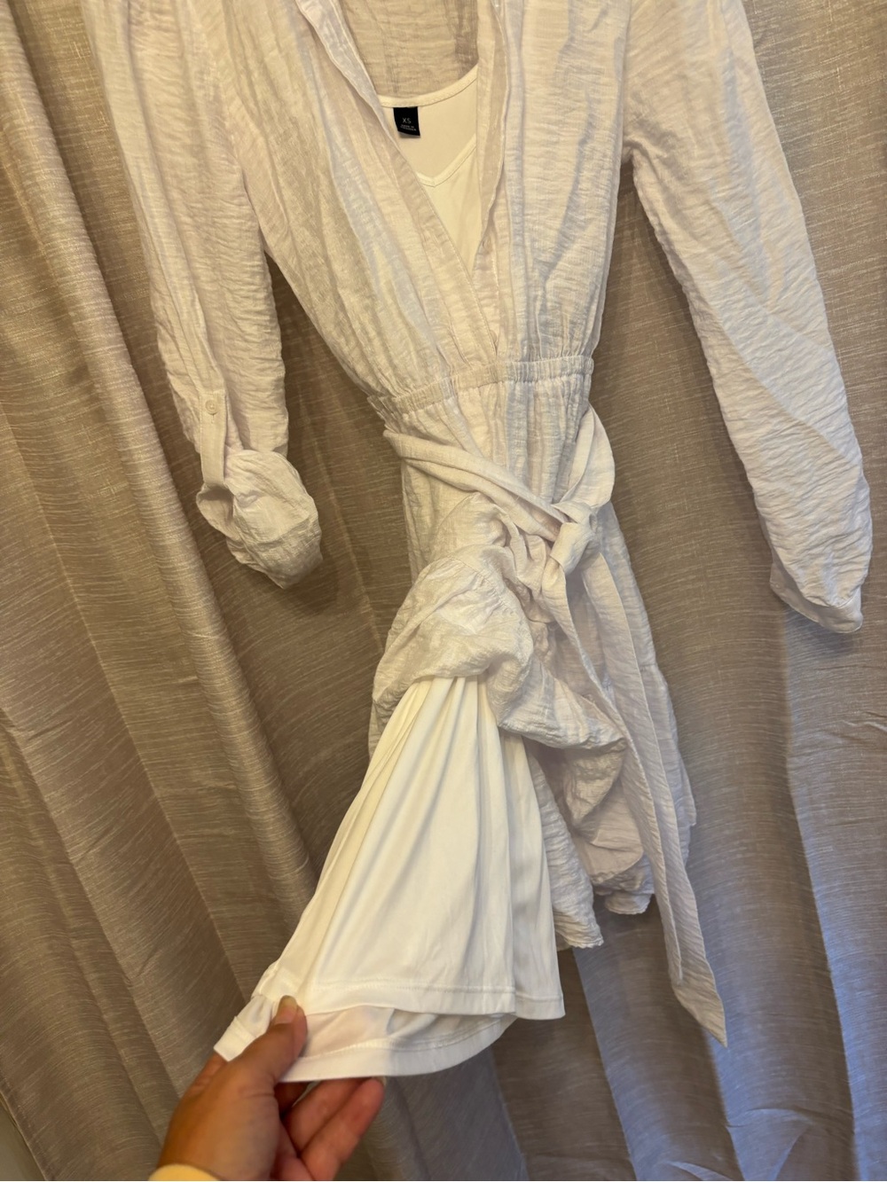 Simply Vera Vera Wang White Tie-Waist Mini Shirt Dress - Picture 5 of 6